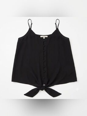 Naked Zebra Tie-Front V-Neck Camisole - Black - Large
